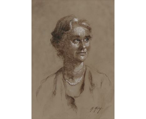 Anna Airey (1882-1964), head &amp; shoulders portrait of lady, signed pastel, housed in a gilt glazed frame, the pastel 24.5c