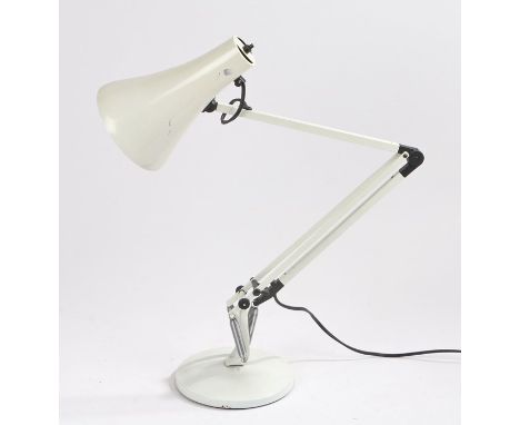Anglepoise desk lamp, with white painted shade, sprung body and weighted base
