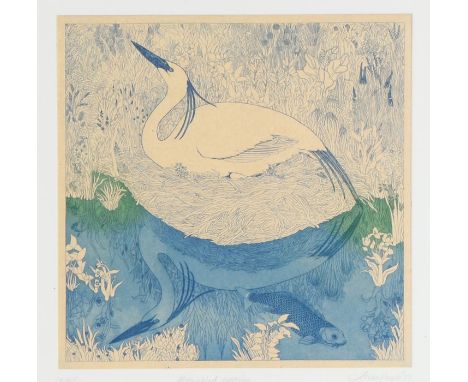 Anna Pugh (B1938), "Brownbird nesting", signed limited edition print dated '79 and numbered 126/150, housed in a glazed and g
