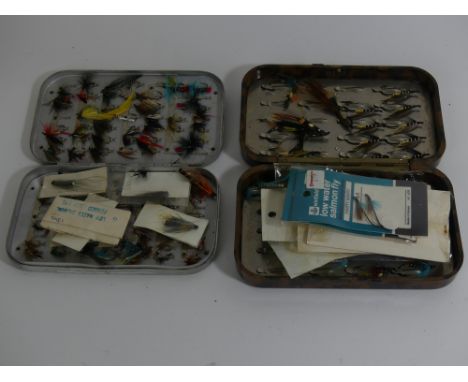 Two cases of vintage fishing flies, one case marked Hardy  Two cases of vintage fishing flies, one case marked Hardy  Both ca