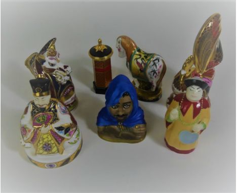 Six various Royal Worcester candle snuffers To include Othello, Imari Cockerel, limited edition Dragon 219/750, Emperor also 