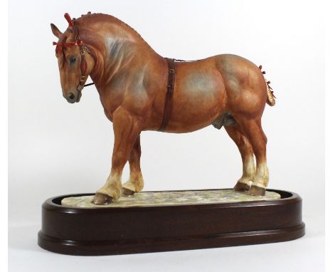 A Royal Worcester model of Suffolk StallionExhibition model, raised on married wooden plinth base, height 25cm  A Royal Worce