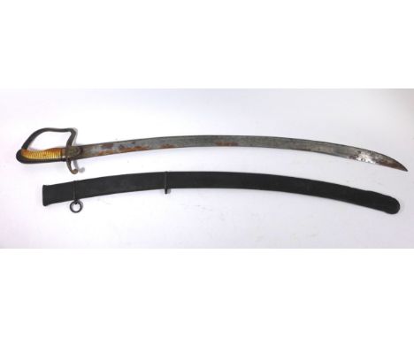 A 1796 pattern Cavalry Officers sword80cm curved single edged single fullered blade with acid etched decoration of George III