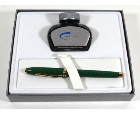 A Cross Townsend Jade fountain penWith 18ct gold nib, fitted in original box with inkwell  A Cross Townsend Jade fountain pen