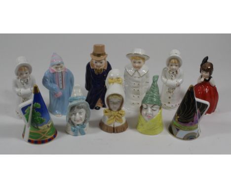 Eleven various Royal Worcester candle snuffersTo include Toddie, Hush, Girl with Muff, Budge, Mr Caudle, Mrs Caudle, each wit