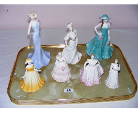 Coalport and Royal Worcester figurines, the largest measuring 25cm tall entitled "Serena".   CONDITION REPORT:  All in good c