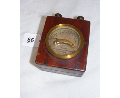 An antique Marconi Galvanometer, the silvered dial signed "Marconis Wireless Telegraph Company London", in a mahogany case, m