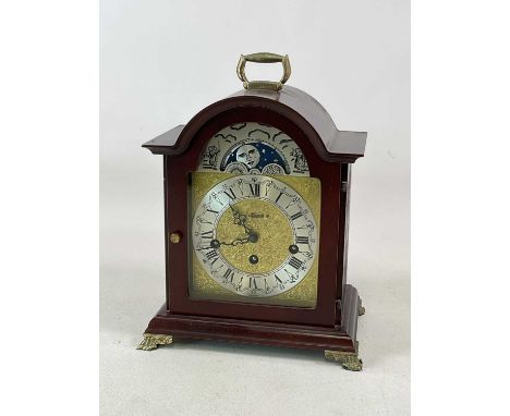 FRANZ HERMLE; a mahogany cased German mantel clock, height 26cm x Width 21cm x depth 15cmCondition Report: Some marks to the 