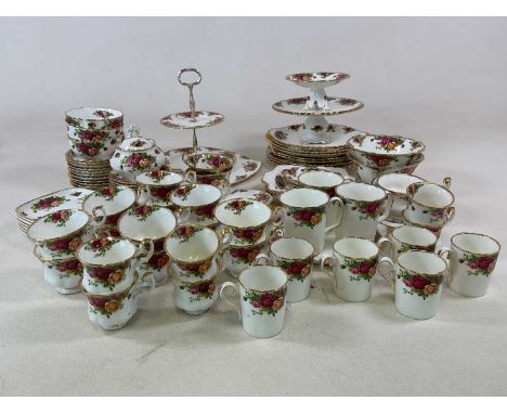 ROYAL ALBERT; a quantity of 'Old Country Roses' tea wares including various teacups and saucers, cake plates, cakestands, sug