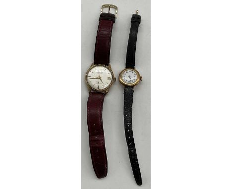 EMPEROR; an automatic De Luxe gold plated and stainless steel backed gentleman's wristwatch, with date aperture, and a lady's