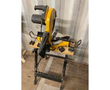 PERFORM; a chopsaw, mounted to a workmate bench.