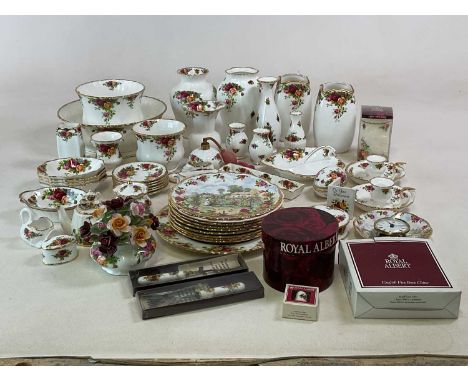 ROYAL ALBERT; a quantity of items decorated in 'Old Country Roses' including vases, planters, wall plates, trinket dishes, ca