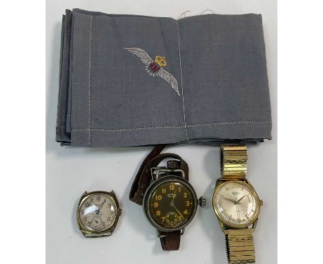 MEDANA; a gentleman's vintage gold plated and stainless steel wristwatch, boxed, also a further vintage wristwatch and a pock