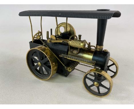 WILESCO; an early traktor road roller with all brass body, 10 x 20 cm, wheels and gears, made in Western Germany, marked to b