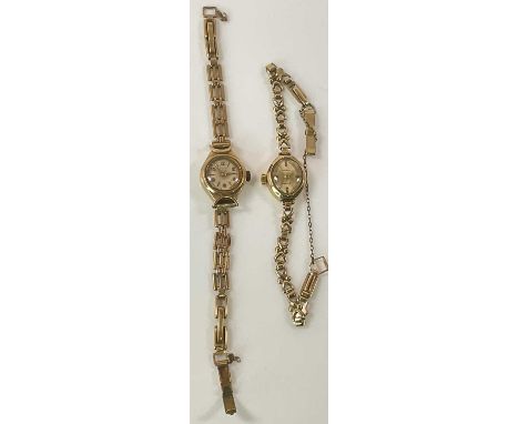 Two 9ct yellow gold lady's vintage wristwatches, one with presentation inscription dated 1963, combined approx 22.1g (2).