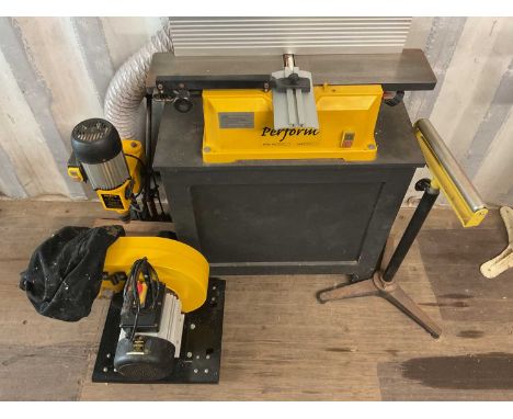 PERFORM; a quantity of woodworking equipment, to include a 155mm jointer planer, and extraction system, pillar drill and free
