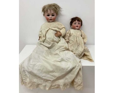 SIMON &amp; HALBIG; a porcelain headed doll, 16 inch 126 bent limb baby doll with flirty eyes, damage to both hands and body,
