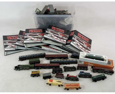 LIMA AND HORNBY; a City of Bristol LMS locomotive and Flying Scotsman by Hornby and various buildings and track items and tra