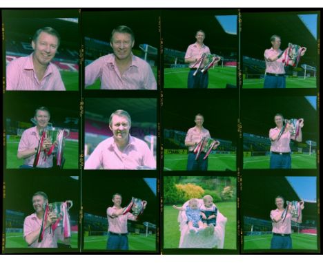 Manchester United, Alex Ferguson with the Football League Cup, 11 colour negatives by Harry Goodwin, sold with full copyright