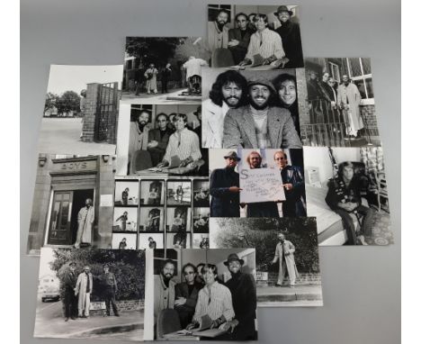 The Bee Gees, 38 Black & White photographs of the band, many from their Keppel Road shoot, stamped on reverse, mainly 25 x 20