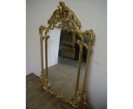 Extremely elaborate large gilt framed console mirror (122cm x 148cm)