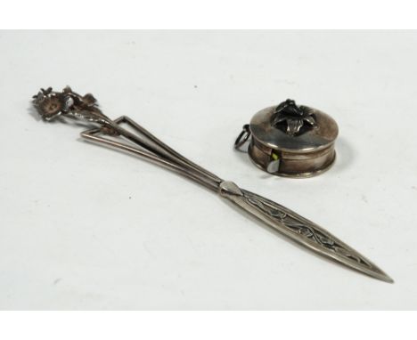 HARRIS & SON, AUSTRALIAN 'STERLING' LETTER OPENER, the lozenge shaped blade pierced with trailing bell flowers, with triform 