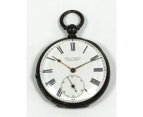 LATE 19th CENTURY POCKET WATCH with key wind movement, white roman dial and subsidiary seconds dial inscribed James Aitchison