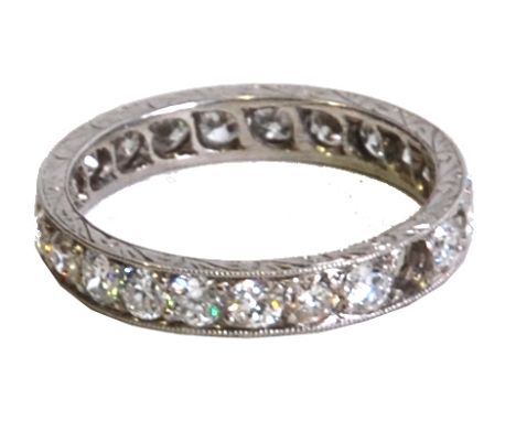 PLATINUM AND DIAMOND ETERNITY RING, set with 24 round brilliant cut diamonds, approx 1.68cts, in total, 3.3gms, ring size 'M/