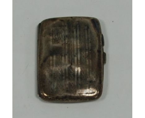 GEORGE V ENGINE TURNED SILVER POCKET CIGARETTE CASE (A.F.) Birmingham 1929, 1oz approx 