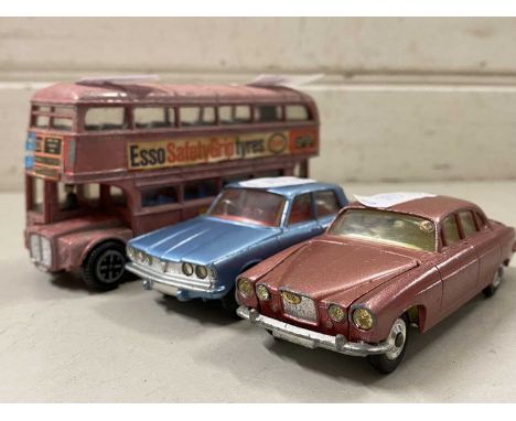Mixed lot comprising a Dinky Route Master bus together with a Corgi Rover 2000 and a Corgi Jaguar Mk X saloon