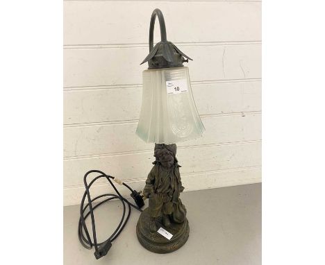 Bronze effect table lamp with figural base