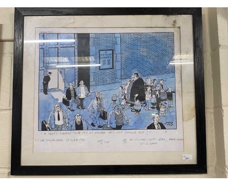 Jak London Evening Standard political satire cartoon 'If that's Fingers Wife its no wonder he's not coming out', coloured pri