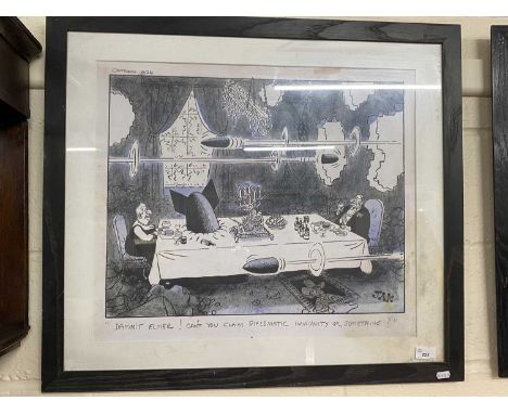 Jak London Evening Standard political satire cartoon 'Dammit Elmer can't you claim diplomatic immunity or something', coloure