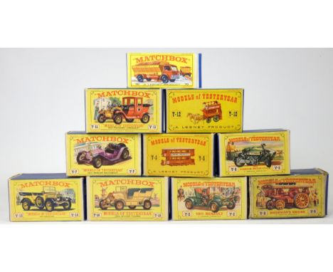 Nine Matchbox Models Of Yesteryear, original boxes, to include 1911 Daimler (Y-13), 1904 Spyker Tourer (Y-16), 1913 Mercer Ra