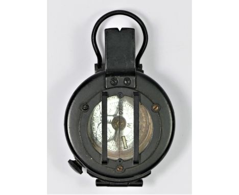 A M-73 black prismatic MILS x 100 compass with silvered dial. 