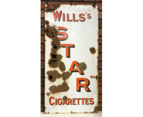 A vitreous enamel Wills's "Star" Cigarettes, single sided, 46cm x 91.5cm 