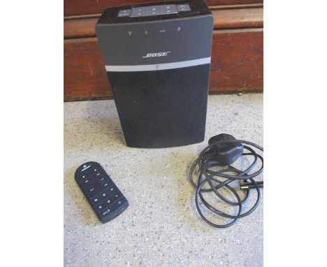 A Bose Soundtouch 10 wireless music system speaker, black, with remote control 