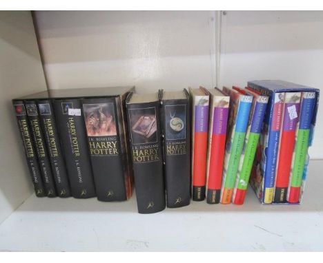A group of J K Rowling Harry Potter books to include a five book box set, The Philosophers Stone, Chamber of Secrets, Prisone