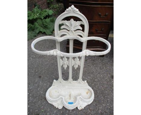 A Victorian white painted, wrought iron stick stand, 25" h x 14 1/2"w 