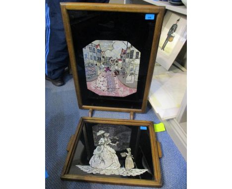 A mid 20th century firescreen together with a matching twin handled tray 