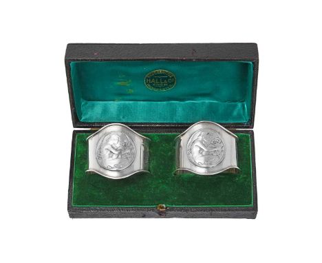 Kate Harris for William Hutton: A Cased Pair of Art Nouveau Silver Napkin-Rings, by William Hutton and Sons Ltd., London, 190