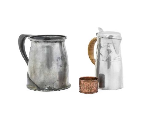 Archibald Knox (1864-1933) for Liberty &amp; Co.,: A Tudric Pewter Lidded Jug, Model No.0278, cast in low relief with stylise