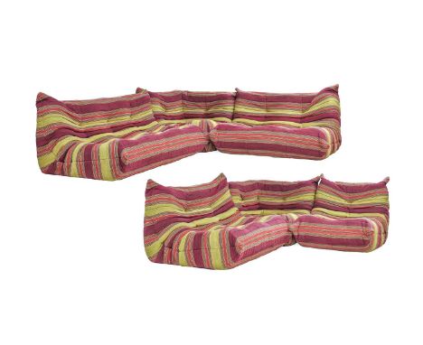 Michel Ducaroy (1925-2009) for Ligne Roset: A Six PieceTogo Modular Settee, originally designed 1973, comprising a three-seat
