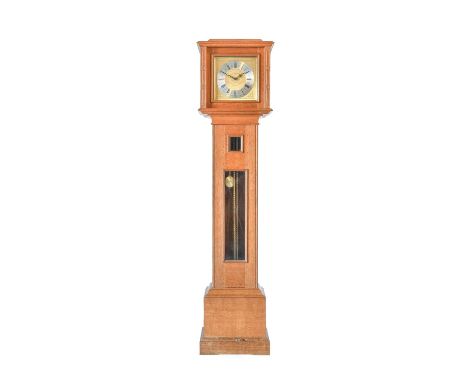 Workshop of Robert Mouseman Thompson (Kilburn): An English Oak Longcase Clock, 1973, the movement with 11" square brass dial 