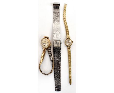 Three ladies fashion wrist watches to include a Smiths Astra with 9ct gold back and flexi strap, a Rotary gold plated wrist w