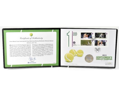 A Westminster silver medal cover featuring the Royal Mail Andy Murray Wimbledon Winners stamps, limited edition no.74/750, in