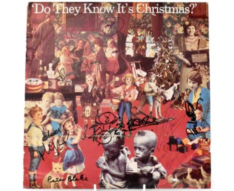 ROCK AND POP, 'DO THEY KNOW IT'S CHRISTMAS?'; a record with sleeve bearing multiple signatures including Phil Collins, Peter 