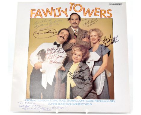 TV AND FILM, 'FAWLTY TOWERS'; a record bearing signatures to the sleeve of John Cleese, Prunella Scales, Connie Booth, Andrew