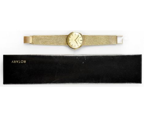 Rotary; a gentleman's 9ct gold wrist watch with 21 jewel crown wound Swiss movement, the gold face set with gold batons, on a