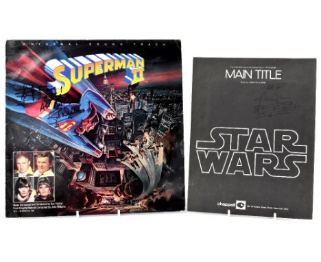 TV AND FILM, MUSIC SCORES; a 'Superman II' record bearing the signature of composer John Williams to the sleeve, with further